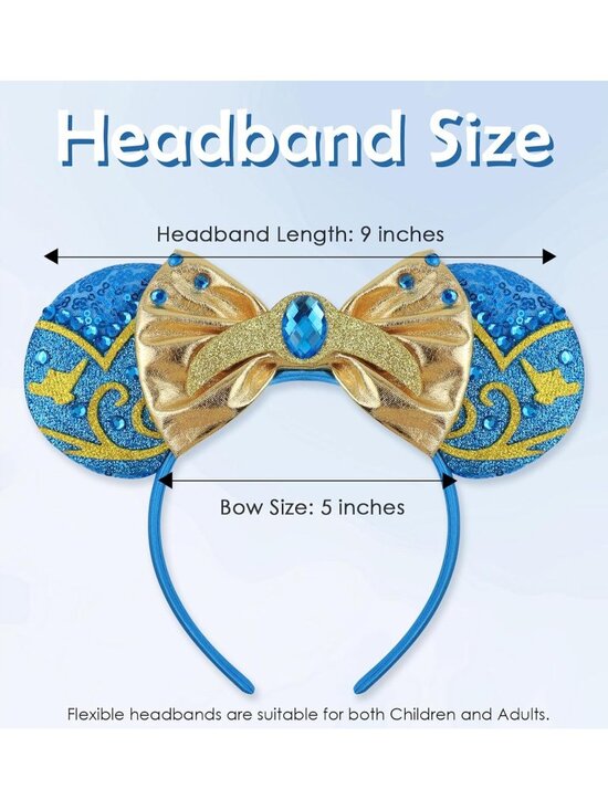 Women\'s Blue Polyester Sequin Bow Mickey Mouse Headband Hair Accessory main image 5